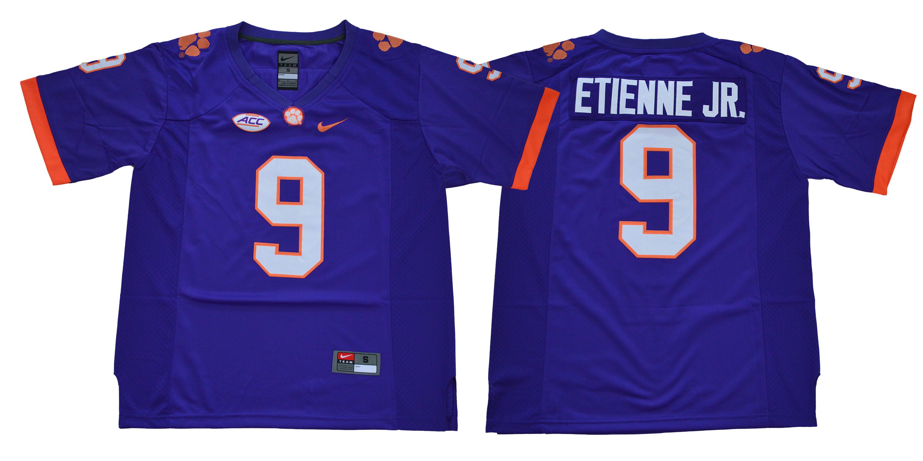 Men Clemson Tigers #9 Etienne jr purple NCAA Jerseys->ncaa teams->NCAA Jersey